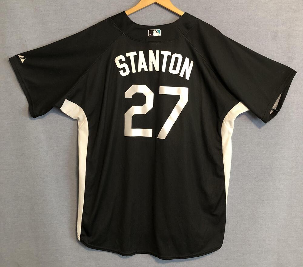 Majestic Giancarlo Stanton 27 Florida Marlins Jersey Mens 2XL Black Baseball USA